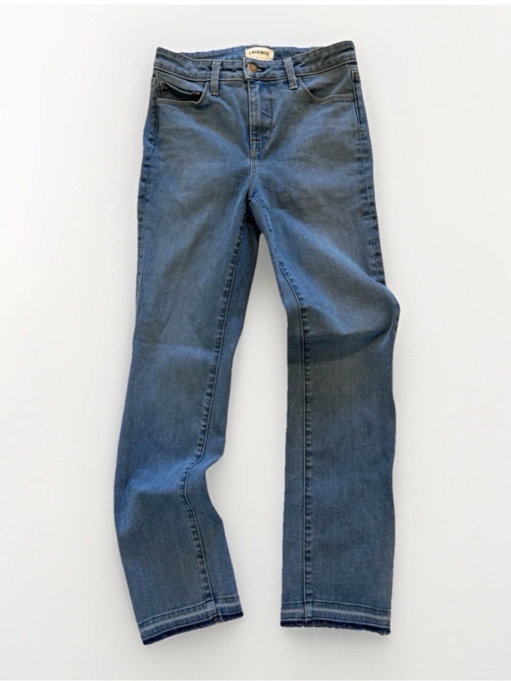L’agence Womens Jeans Sz 25 Straight Leg Raw Hem Made In USA Cotton Stretch